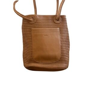 Koba Tan Woven Leather Bucket Bag Shoulder Purse SP18/35622 Brown